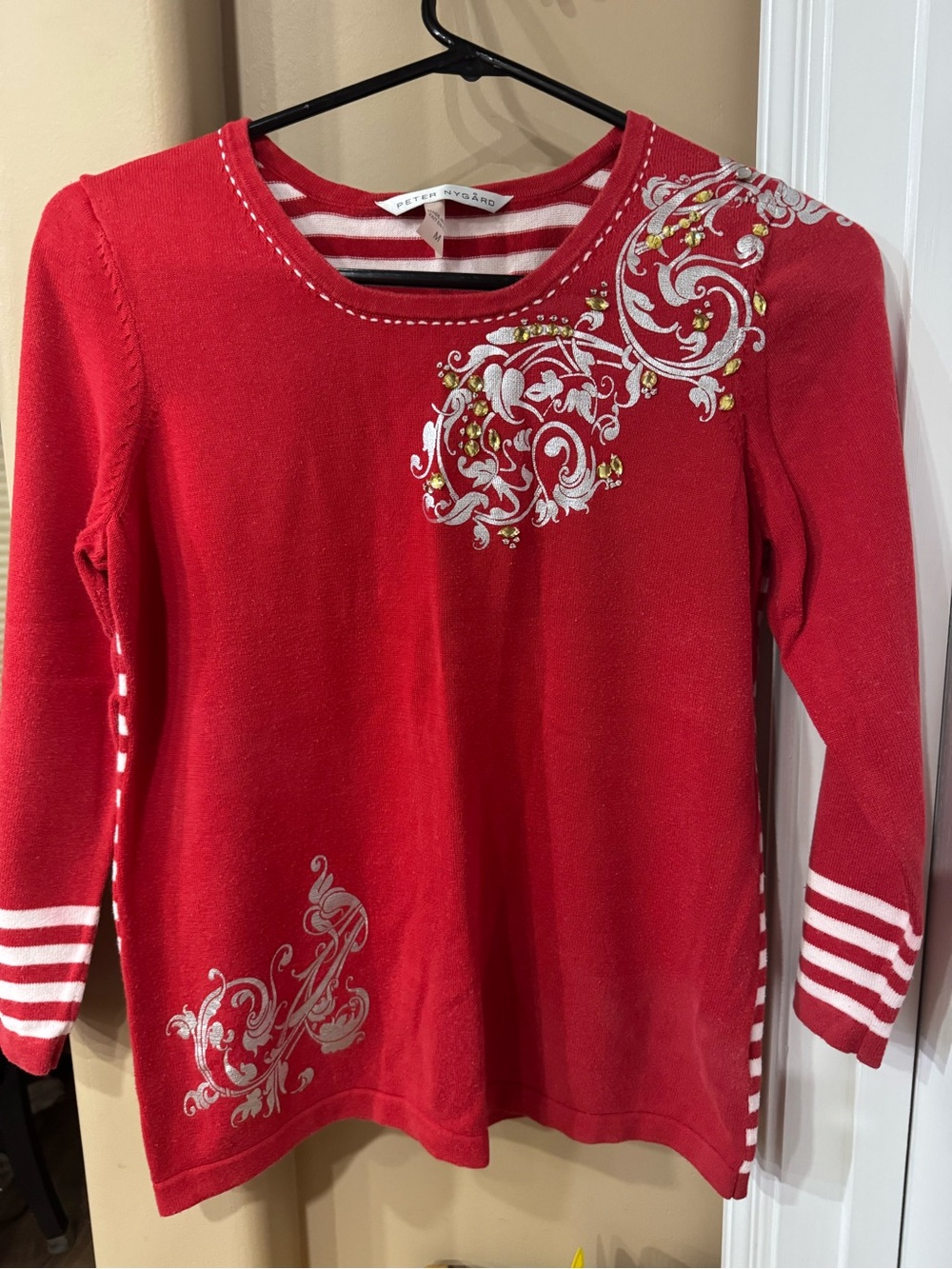 Peter Nygard Women’s Med Sweater Red And White (CL-5)
